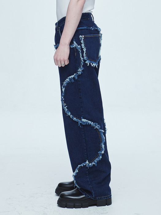 Snake Cutting Denim Pants