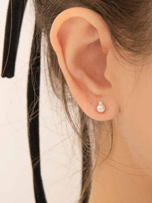 [SILVER925] Petit Cubic Pearl Earring