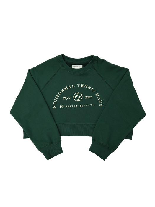 Cover Stitch Crop Sweatshirt (Deep Green)