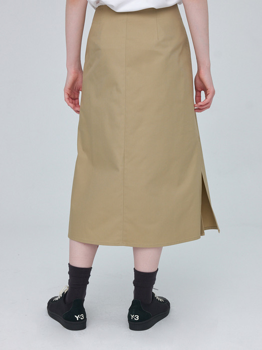 Pleats Wrap Skirt - Beige