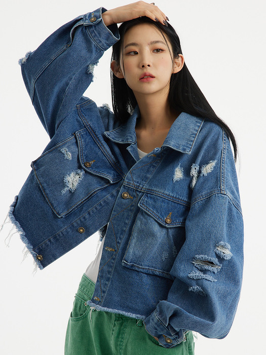 UP-384 디스트로이드 데님자켓_DESTROYED DENIM JACKET BLUE