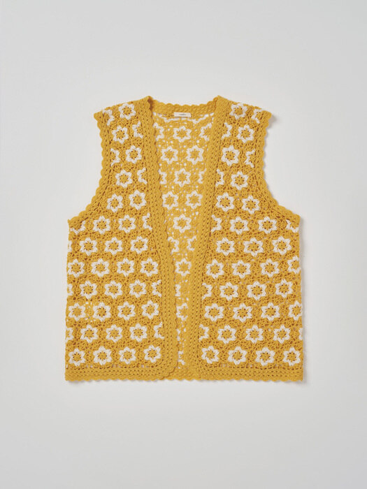 Via Floral handmade knit vest (Yellow)