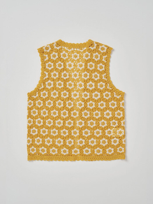 Via Floral handmade knit vest (Yellow)