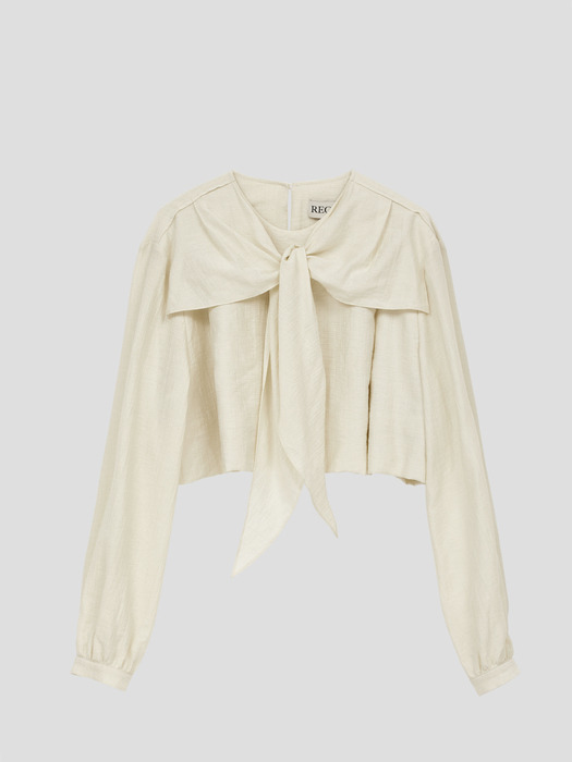 SHOULDER SCARF LAYER CROP BLOUSE (IVORY)