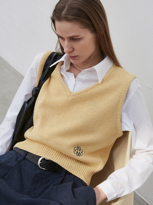 MODERN V NECK VEST_YELLOW