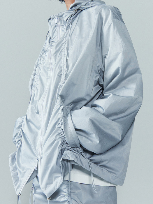Shirred Hood Jacket [Silver gray]