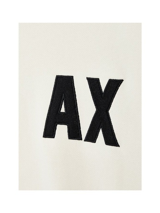 AX 남성 AX 로고 패치 후드 티셔츠(A413131038)_아이보리