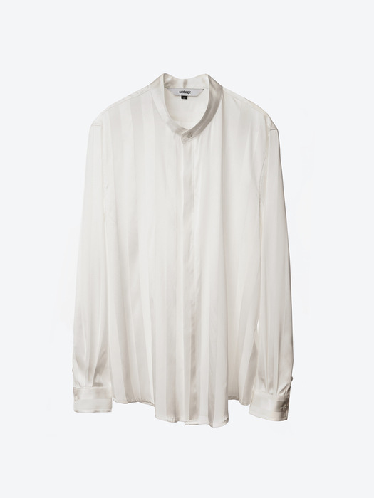 Striped-Jacquard Silk-Satin Shirt[White(UNISEX)]_UTS-FS35 