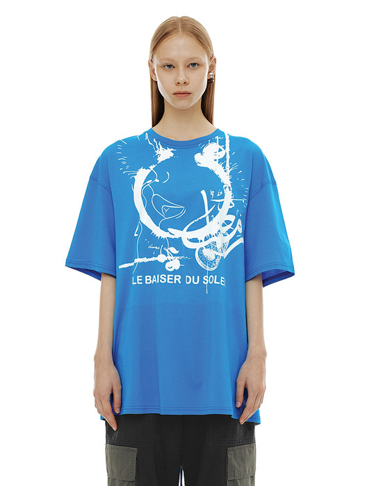 LBDS BACK EYELET OVERSIZE TOP / BLUE