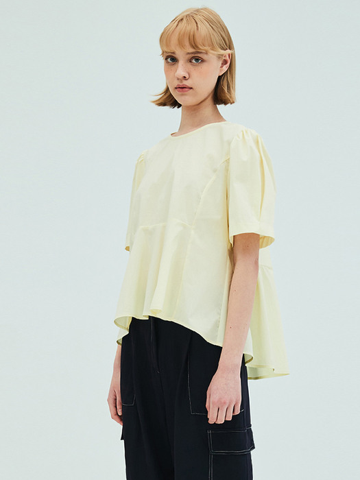 Back Ribbon Detail Peplum Blouse_Yellow