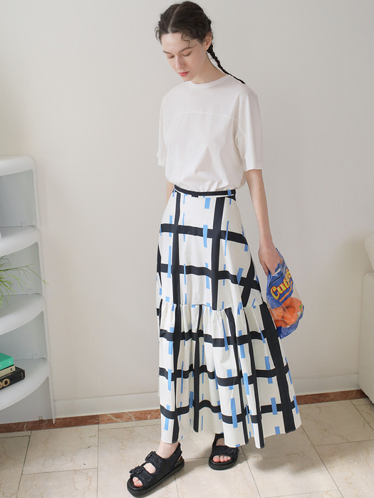 geometric print maxi skirt