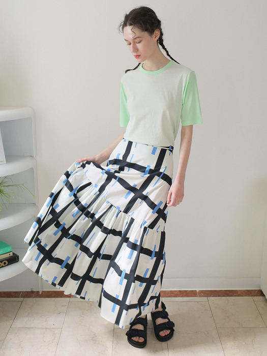 geometric print maxi skirt