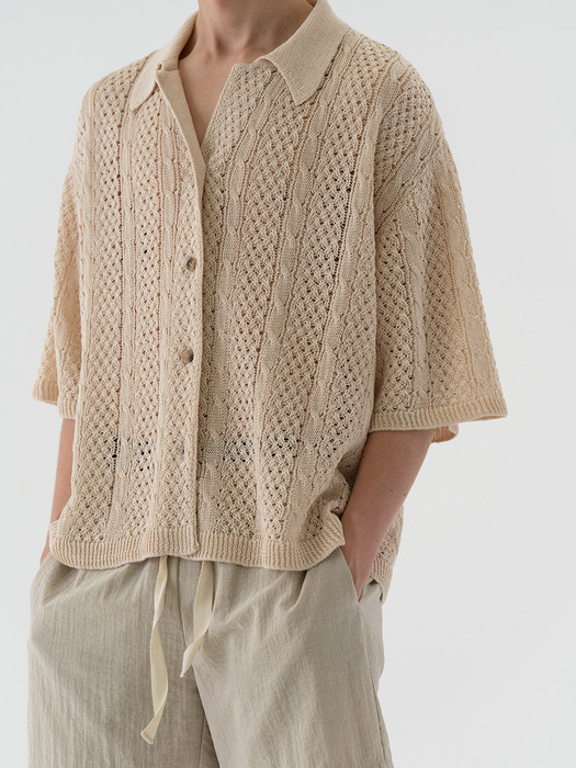 CABLE KNITTING SHIRT[BEIGE]