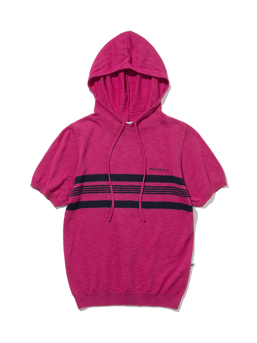 Slub Short Sleeve Knit Hoodie [PINK]