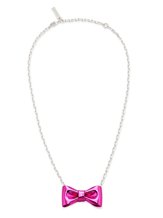 (silver925) Reborn Ribbon Necklace 002-Pink