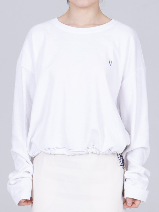 String Crop Long-Sleeve For Women_White