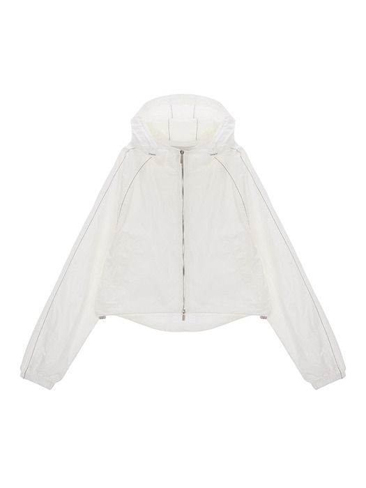 MATIN CROP HOODY COATING JUMPER IN IVORY - Image 1