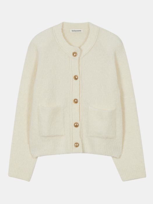 boucle alpaca knit jacket (cream)