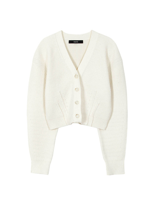 Cropped Knit Cardigan in Ivory VK3WD250-03