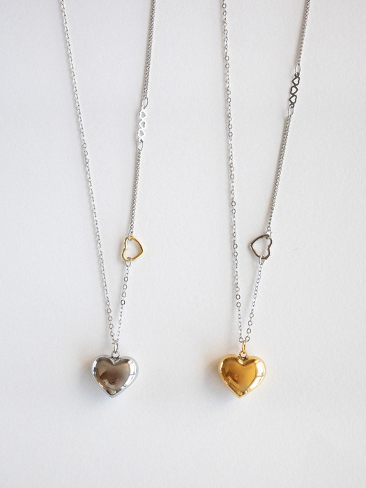 Heart pendant combi long necklace (2colors)