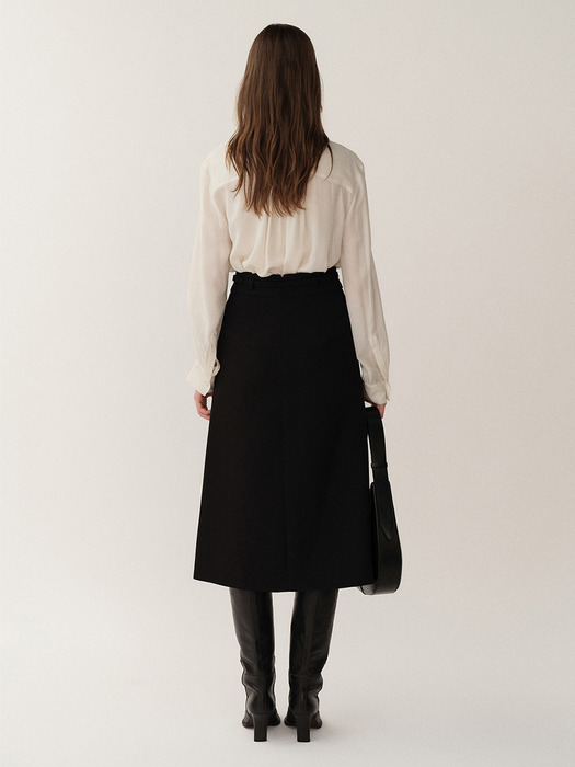 PF23 Twill A-line Belt Skirt Black