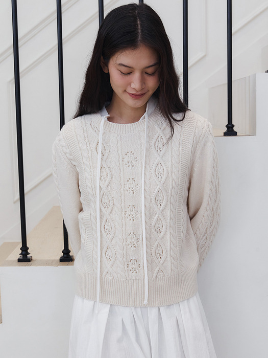 CABLE CROCHET KNIT_IVORY