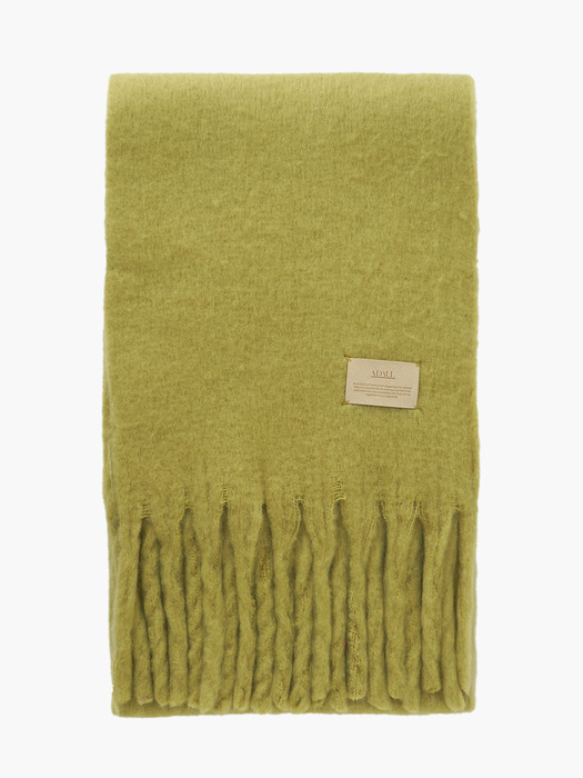 Simple patch wool long muffler - olive