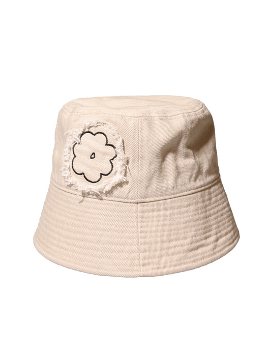 FLOWER PATCH COTTON BEIGE BUCKET HAT