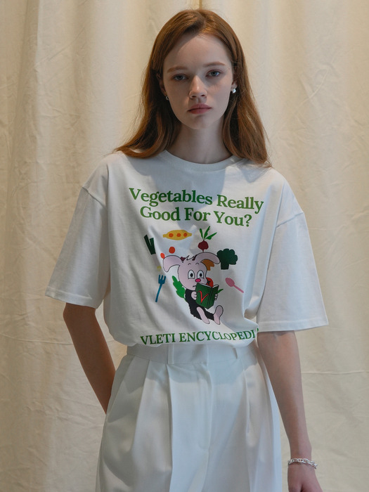 Green Rabbit Art Work Printing Overfit T-shirt (Ivory)