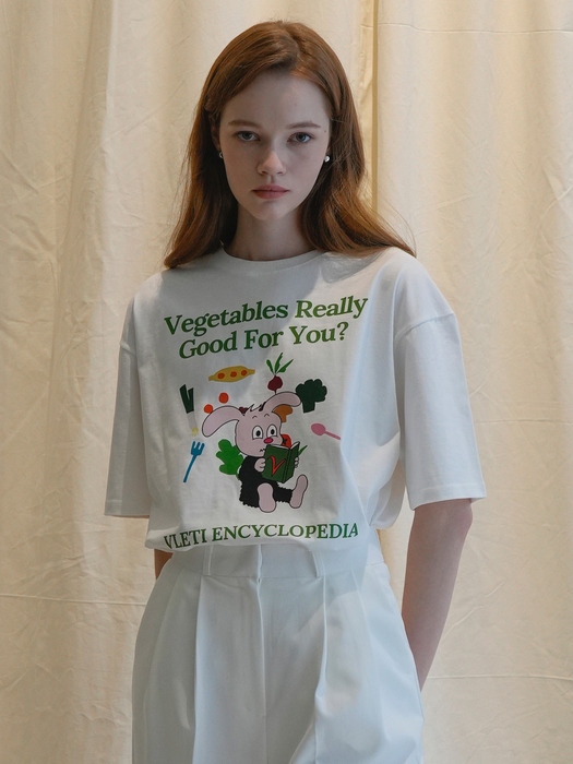 Green Rabbit Art Work Printing Overfit T-shirt (Ivory)
