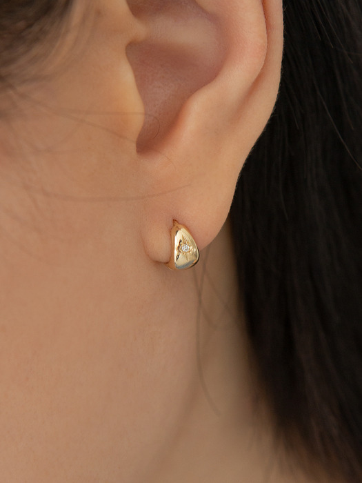 14k 별조각 랩 다이아몬드 볼륨 원터치 귀걸이 (14k골드) #LFE12
