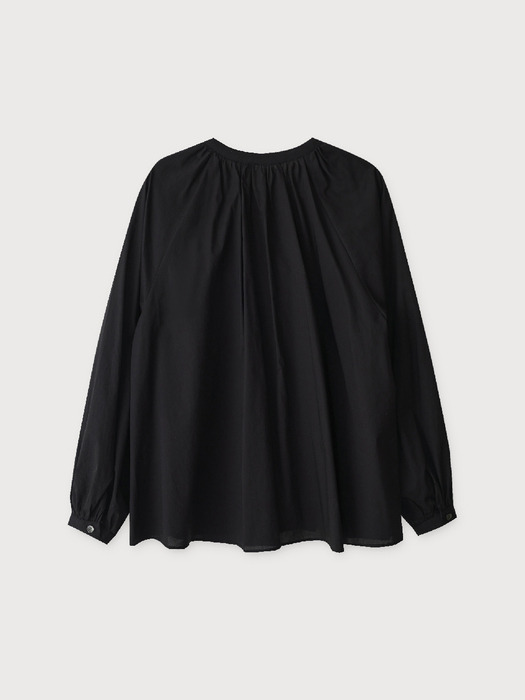 round shirring blouse_black