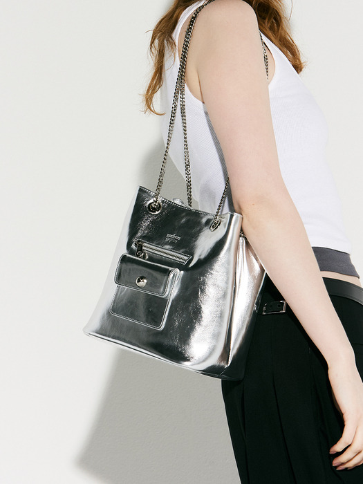 Door Bell Bucket Bag_silver