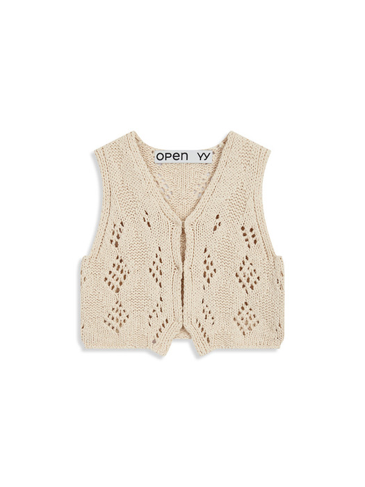 ARGYLE POINTELLE KNIT VEST, BEIGE