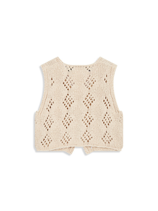 ARGYLE POINTELLE KNIT VEST, BEIGE