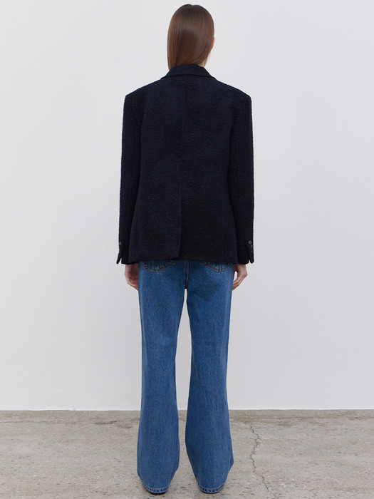WOOL FANCY YARN JACKET - NAVY