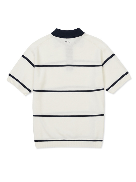 [24SS clove] Pin Stripe Pique Knit_Men (Cream)