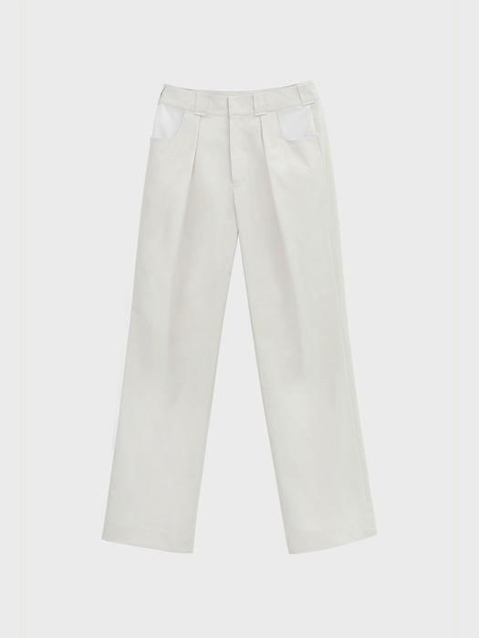 Contrast Pocket Cotton Trousers - Ivory