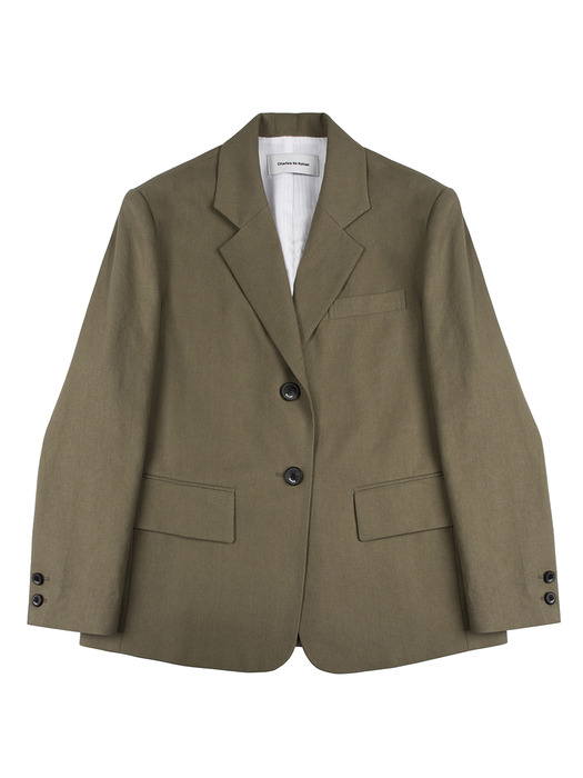 24SS Linen semi over-fit jacket_Khaki