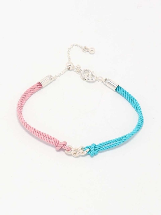 [Ib309]Blue Mix Cord Silver Bracelet
