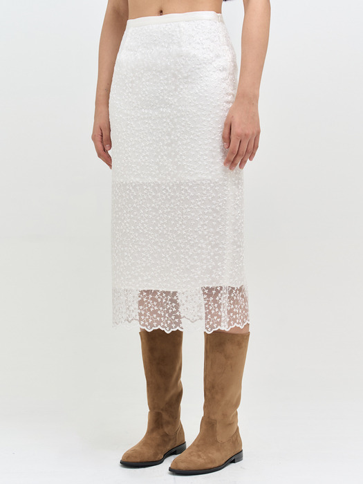 [단독] SPARKLE LACE SKIRT(WHITE)