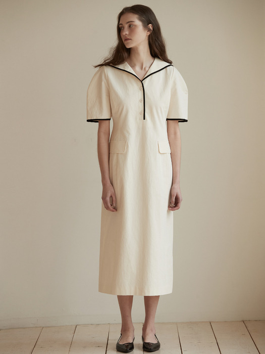 Sailor binding dress - Cream