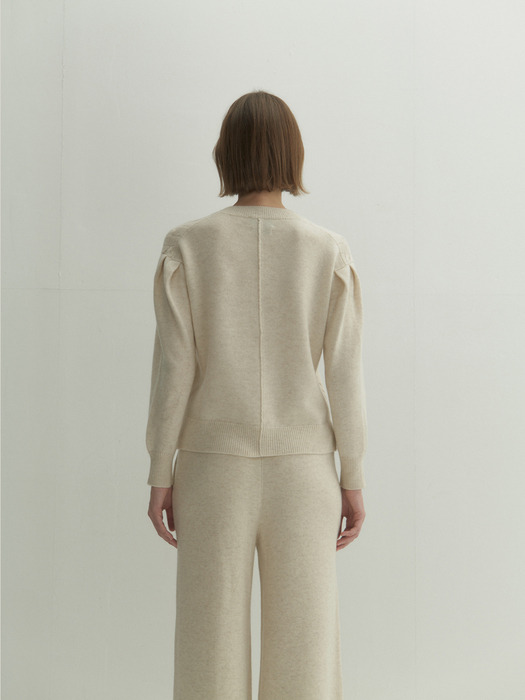 Cashmere 100% Sara Cable Pullover (Custard Ivory)