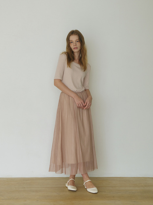 [RENA] Half sleeve pleats dress_ 2 colors