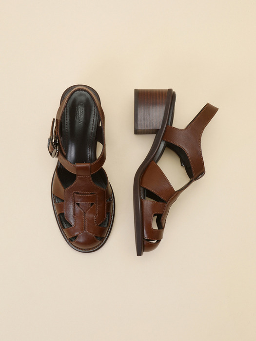 [김나영 착용] Polygon design sandal(brown)_DG2AM24007BRN