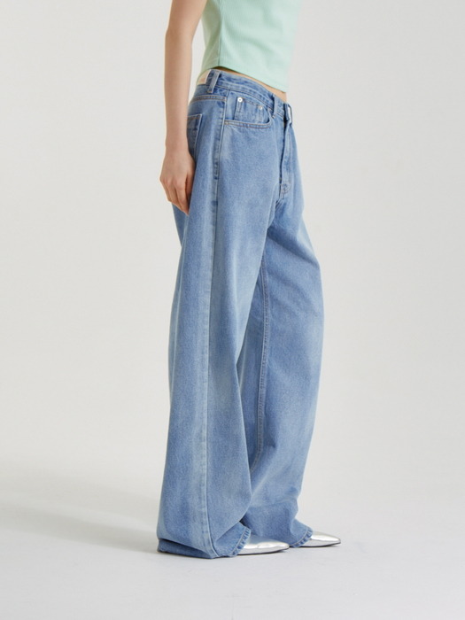 버블 워싱 와이드 데님 팬츠 블루 _Bubble Washing Wide Denim Pants Blue