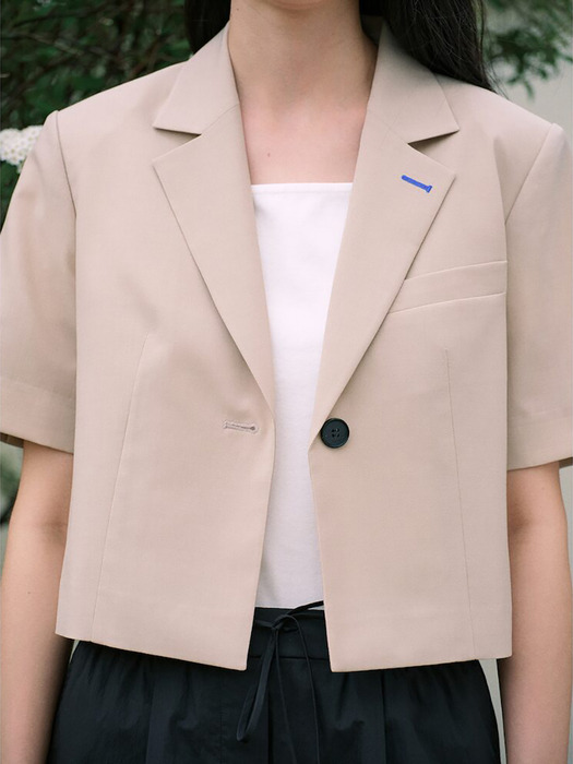 Back Strap Summer Wool Short Jacket  Beige (KE4511M04A)