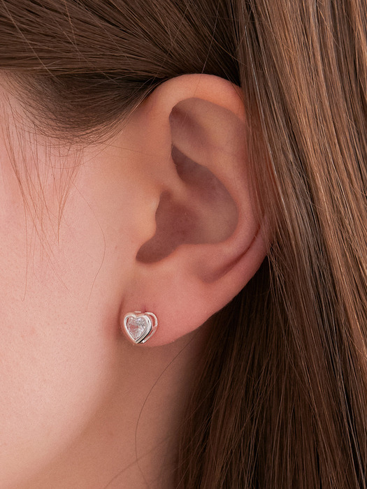 (SILVER 925) volume heart cubic earring