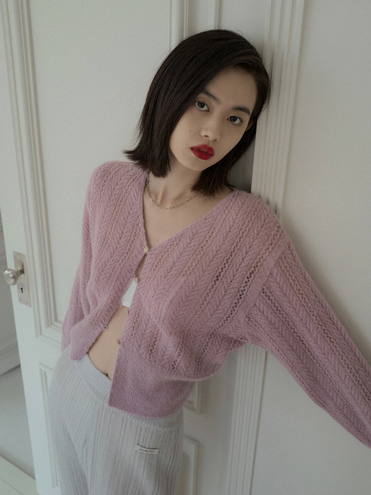 ALPACA VINTAGE CARDIGAN_LAVENDER PINK