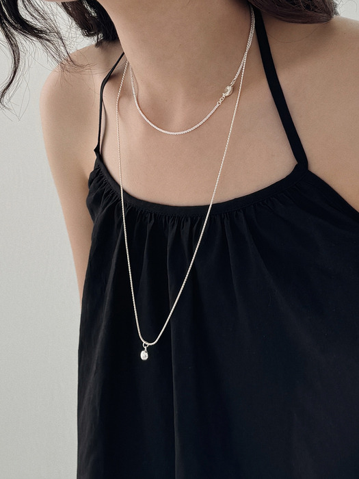 [Silver925] Round Bean Long Necklace